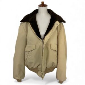 Vintage Faux Fur Collar Lined Women’s XL Long Sleeve Front Zip Barn Chore Jacket